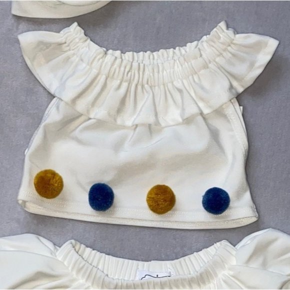 Mud Pie white bikini 2pc swim bathing suit headband 3pc set 3-6m NWOT - Picture 5 of 9